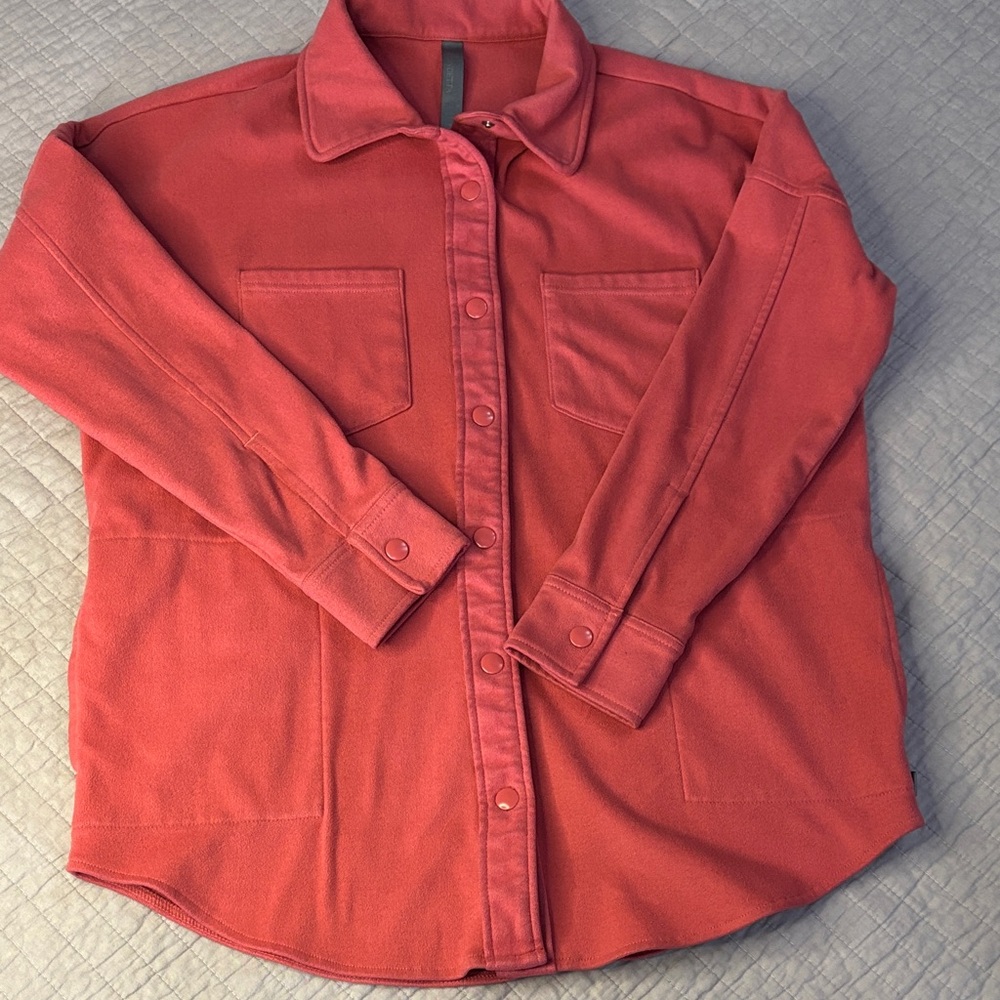 Salmon Heavyweight Fleece Button-Up Shirt - Cozy Layering Piece